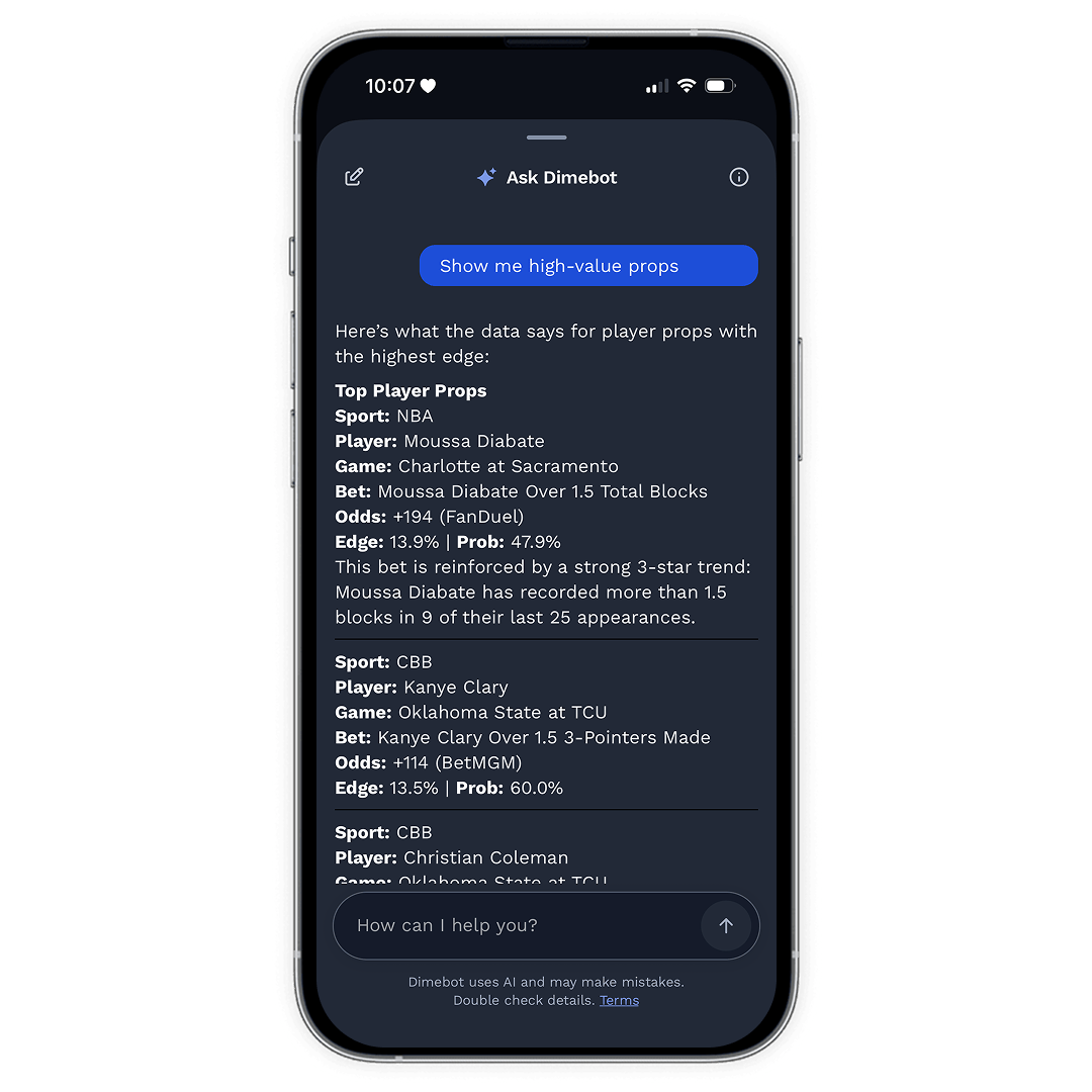 Dimebot—your AI betting companion