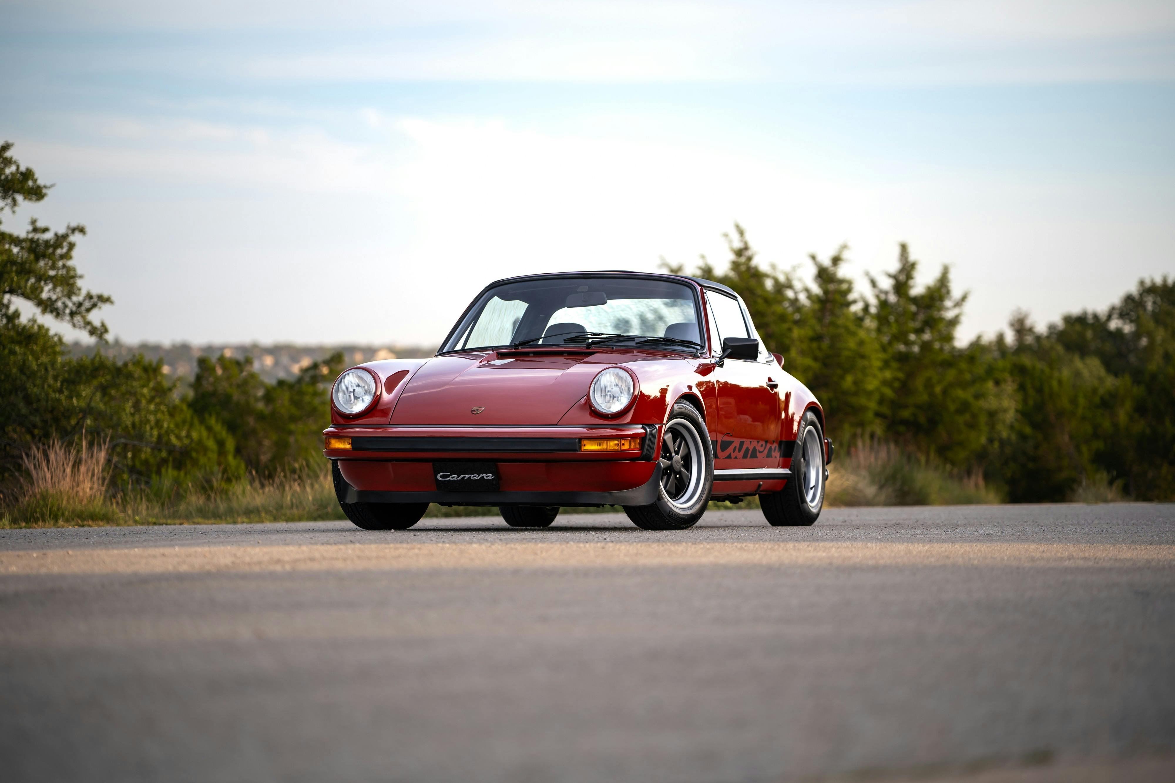 1974 Porsche 911 Carrera Targa in Peru Red over Black.