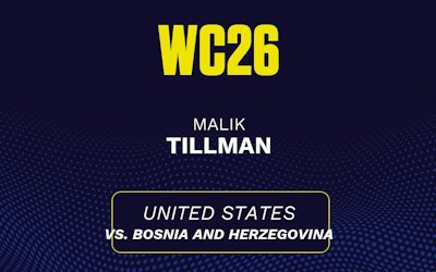 Malik Tillman's predicted stats vs. Bosnia and Herzegovina, including anytime goal projection