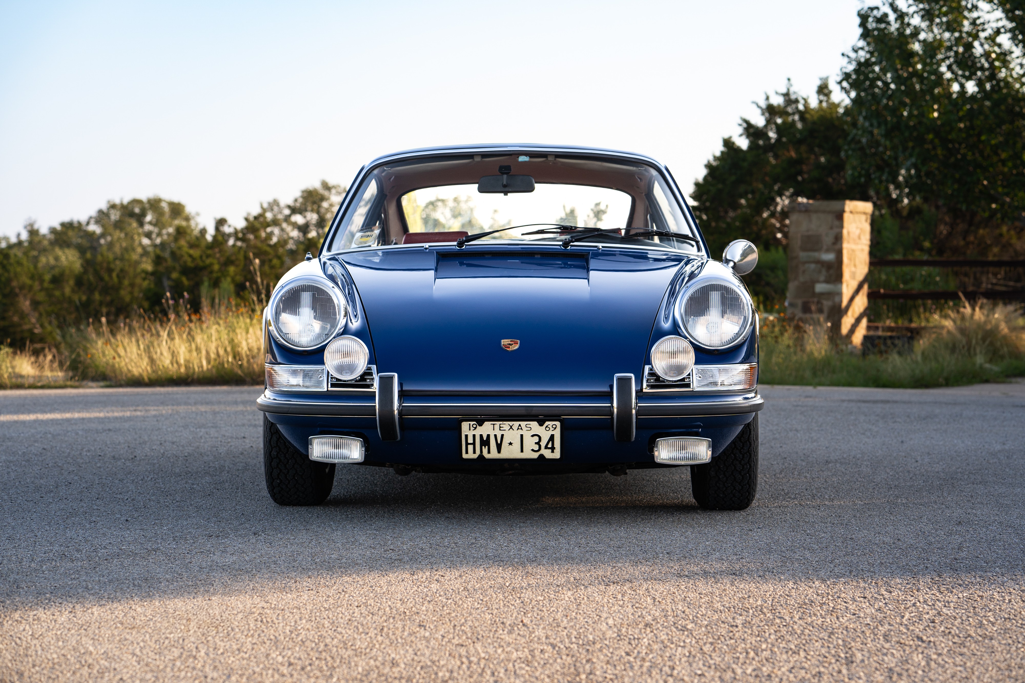 1969 Porsche 911S in Ossi Blue over Red leatherette in Austin, TX.