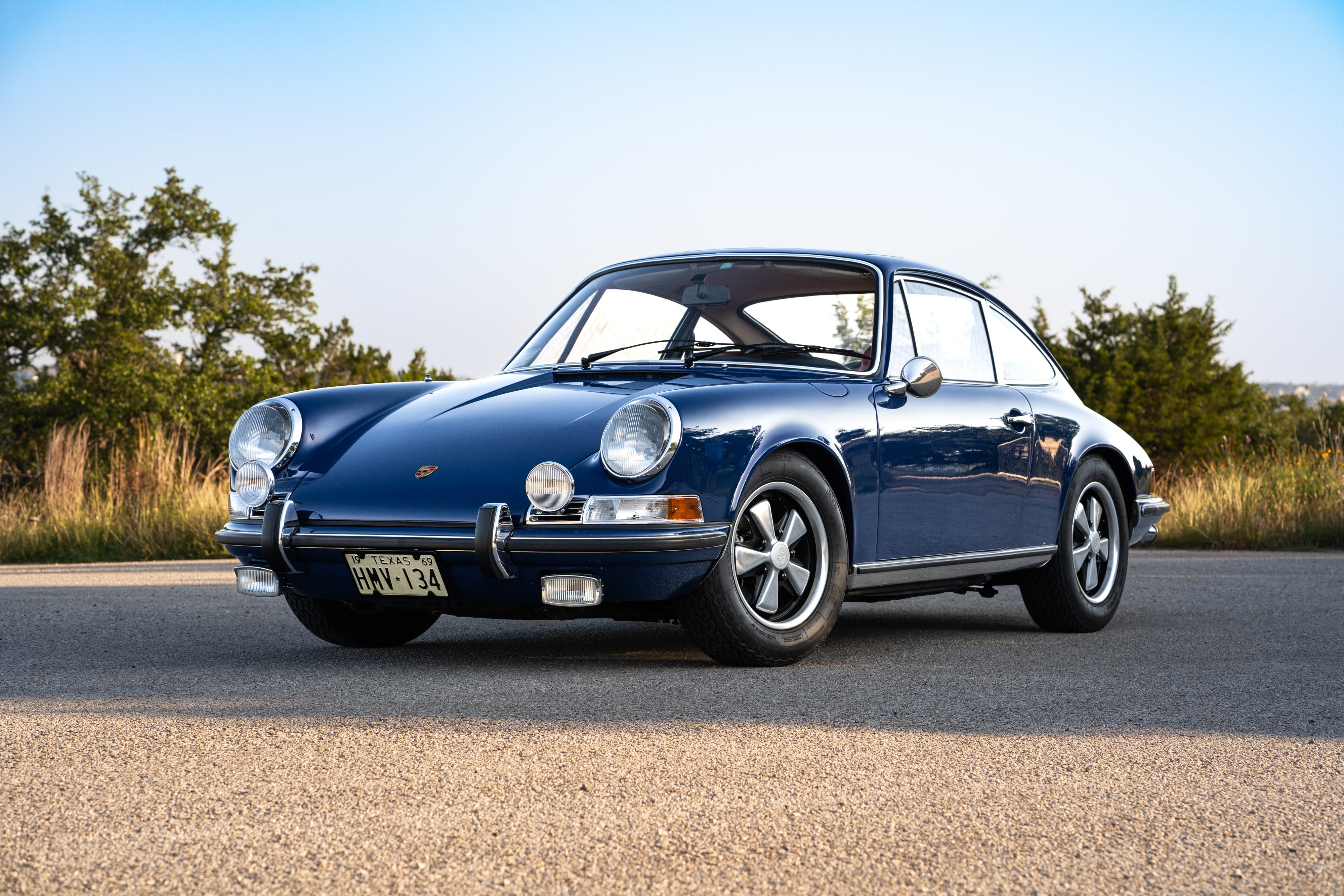 1969 Porsche 911S in Ossi Blue over Red leatherette in Austin, TX.