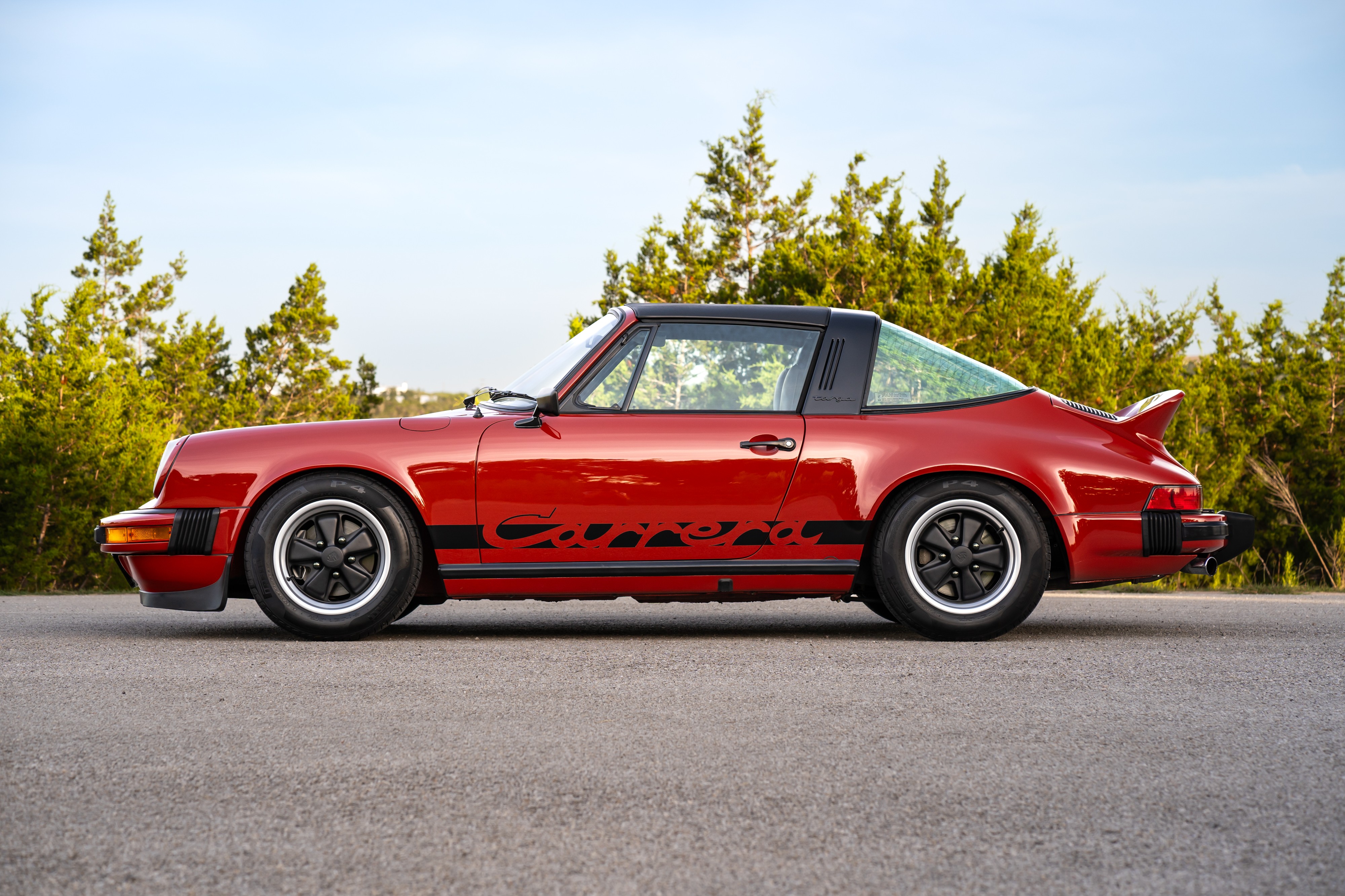 1974 Porsche 911 Carrera Targa in Peru Red over Black.