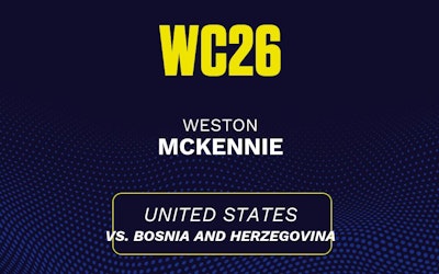 Weston McKennie's predicted stats vs. Bosnia and Herzegovina, including anytime goal projection