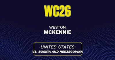Weston McKennie's predicted stats vs. Bosnia and Herzegovina, including anytime goal projection