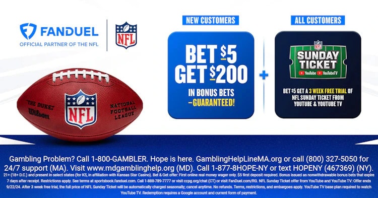 FanDuel's NFL Sunday Ticket promo code unlocks $125 discount.