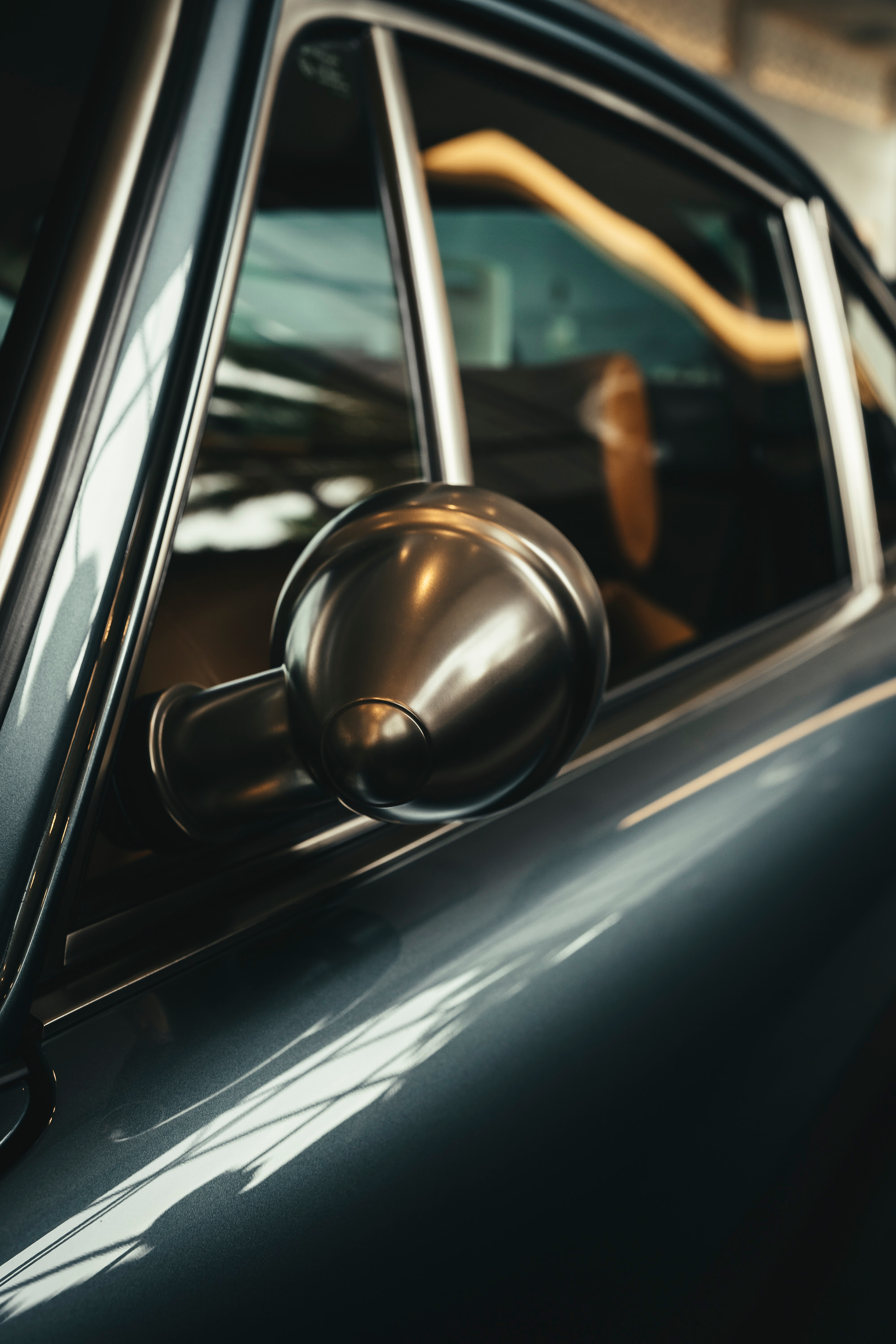 The rearview mirrors on a Singer 911.