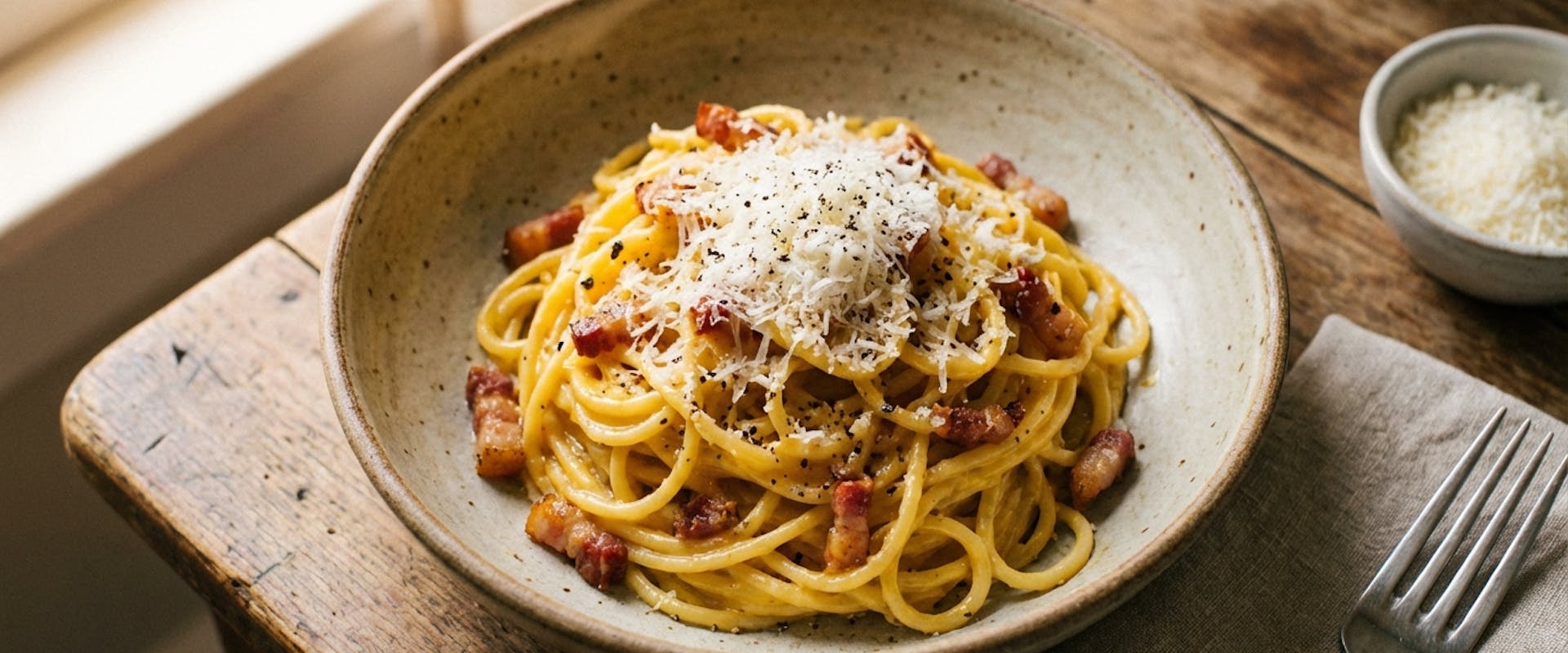 Spaghetti Carbonara: Rome's Ultimate Comfort Pasta with Extra Pancetta and Pecorino
