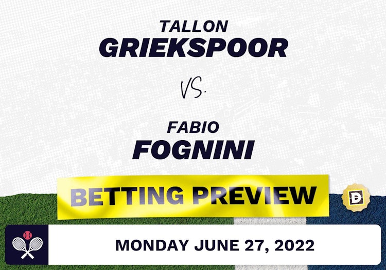 Tallon Griekspoor vs. Fabio Fognini Predictions - Jun 27, 2022