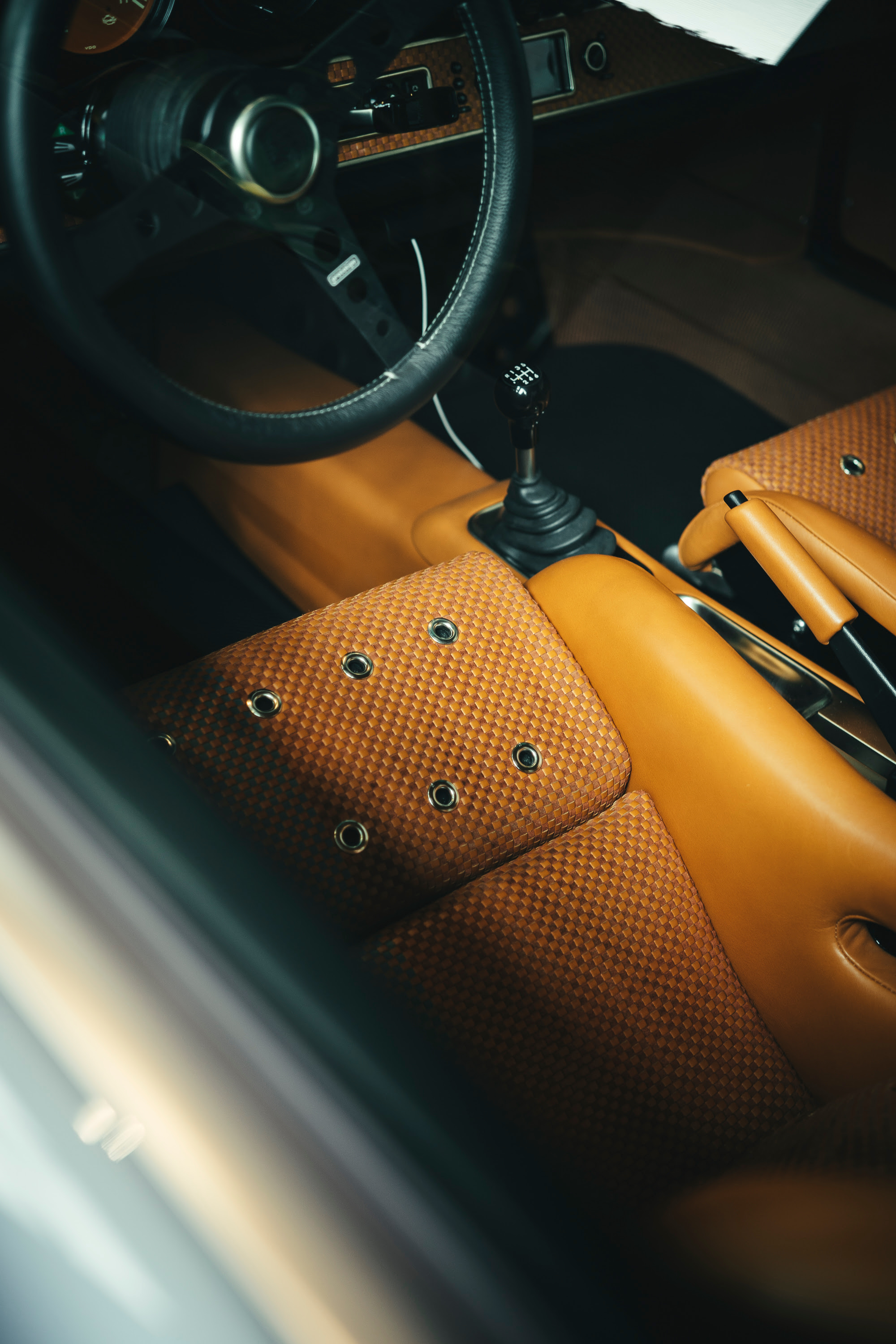 The drivers seat in a Singer 911.