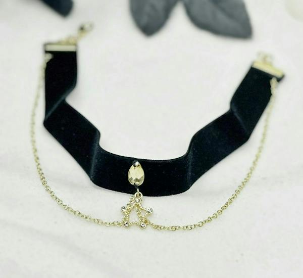 Black Velvet Choker with Gold Star