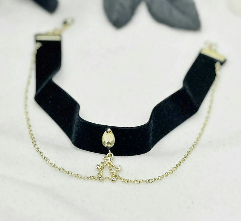 Black Velvet Choker with Gold Star
