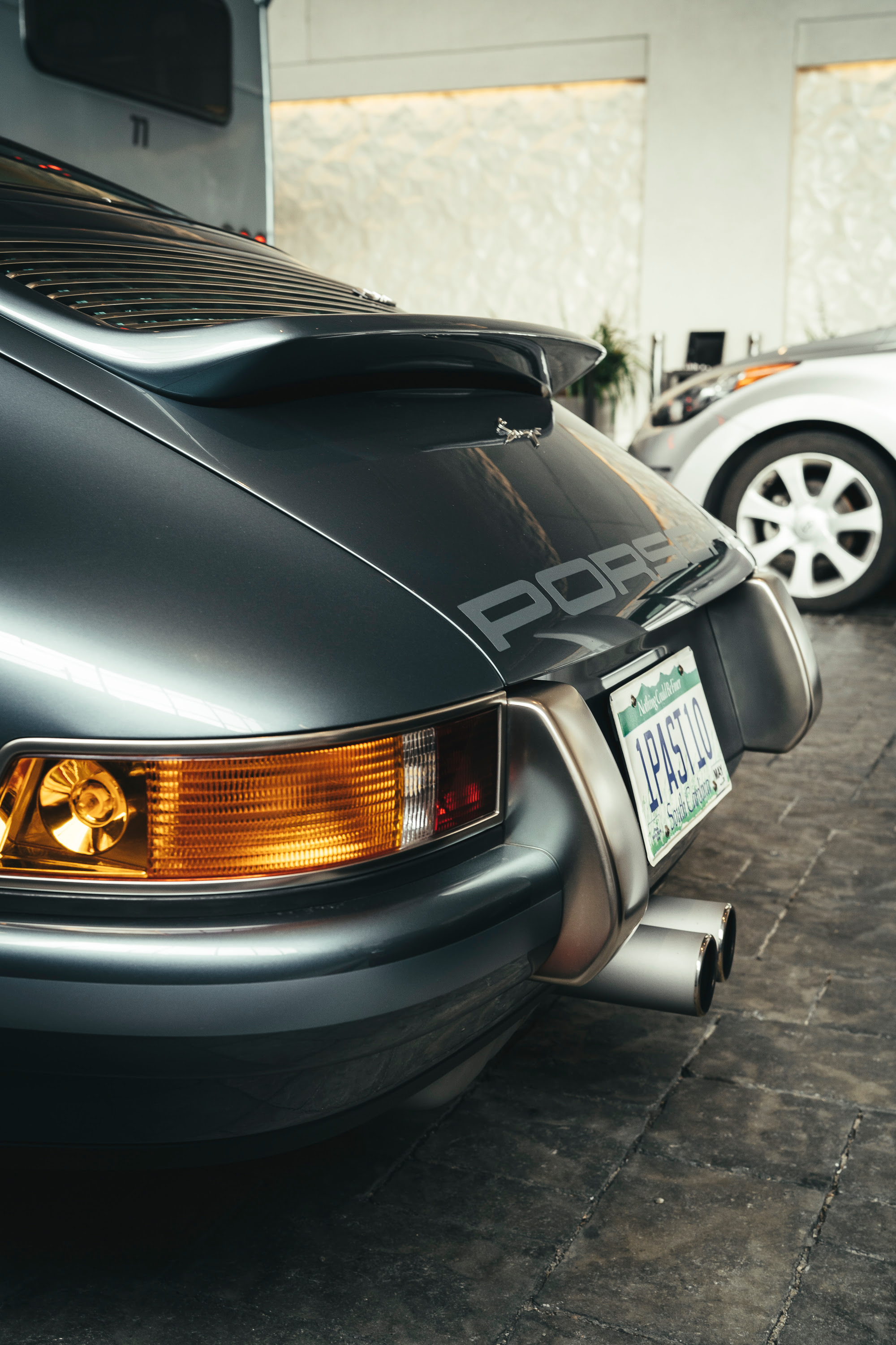 Singer 911 parked outside a hotel in LA.