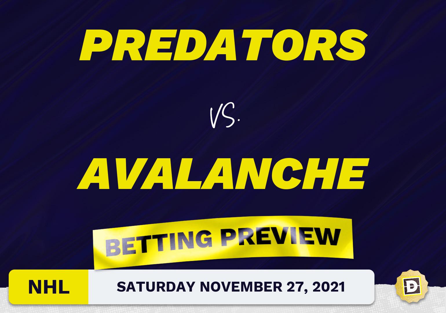 Predators vs. Avalanche Predictions and Odds - Nov 27, 2021