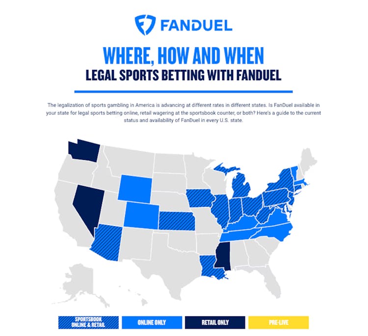 FanDuel Sportsbook Legal States.