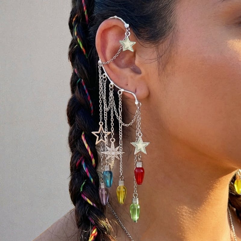 Rainbow Lights ear cuff, non pierced