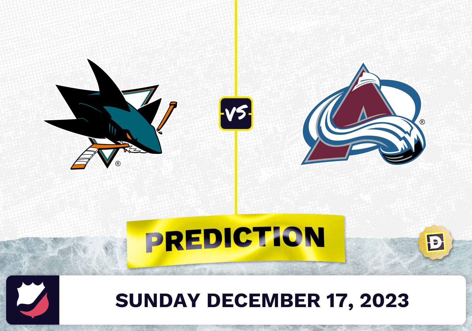 San Jose Sharks vs. Colorado Avalanche Prediction, Odds, Picks for NHL Sunday [12/17/2023]