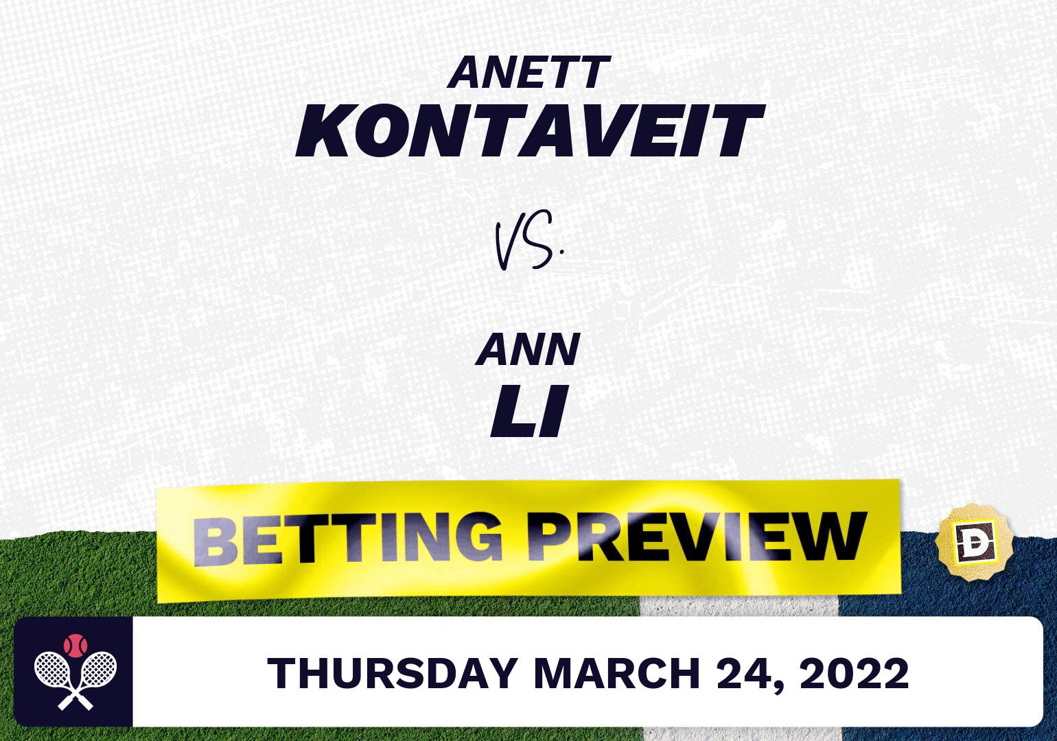 Anett Kontaveit vs. Ann Li Predictions - Mar 24, 2022
