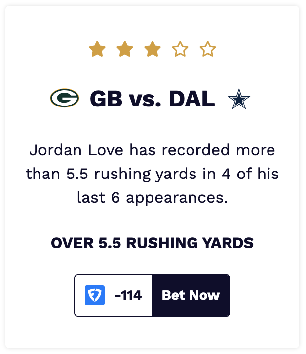NFL Best Bet Sunday Night Football Jordan Love Player Prop.