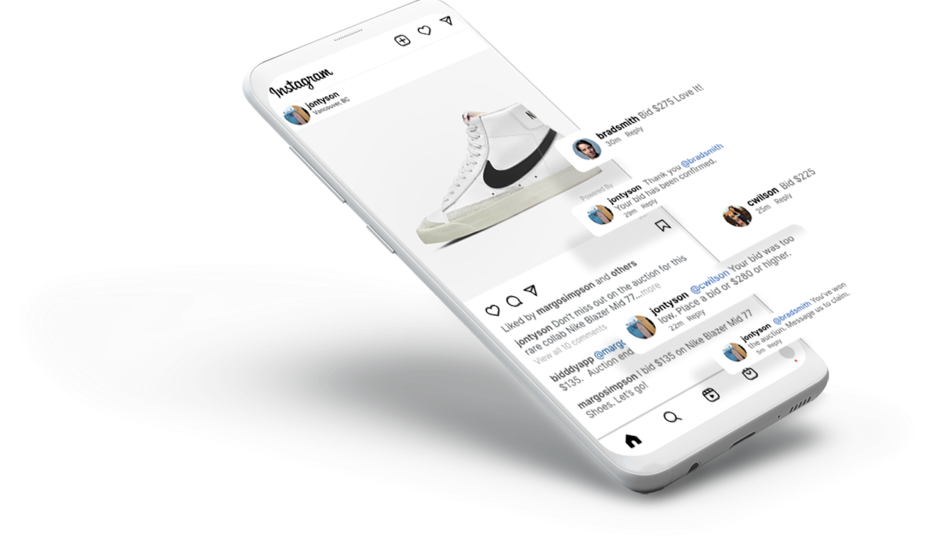 Power your Instagram auctions with Bidddy