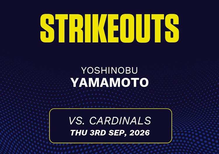 Yoshinobu Yamamoto projected stats for Thursday, September 3, 2026.