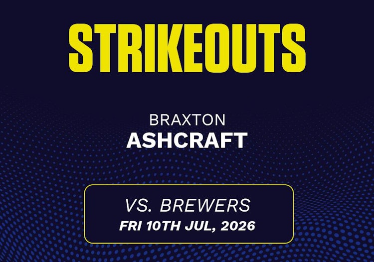 Braxton Ashcraft projected stats for Friday, July 10, 2026.
