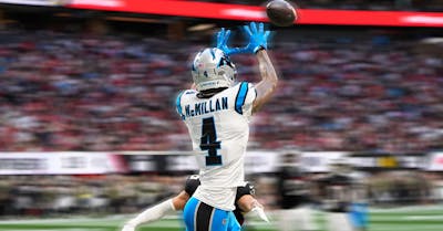 NFL anytime touchdown scorer predictions for Monday Night Football include Christian McCaffrey, Rico Dowdle [Week 12, 2025]