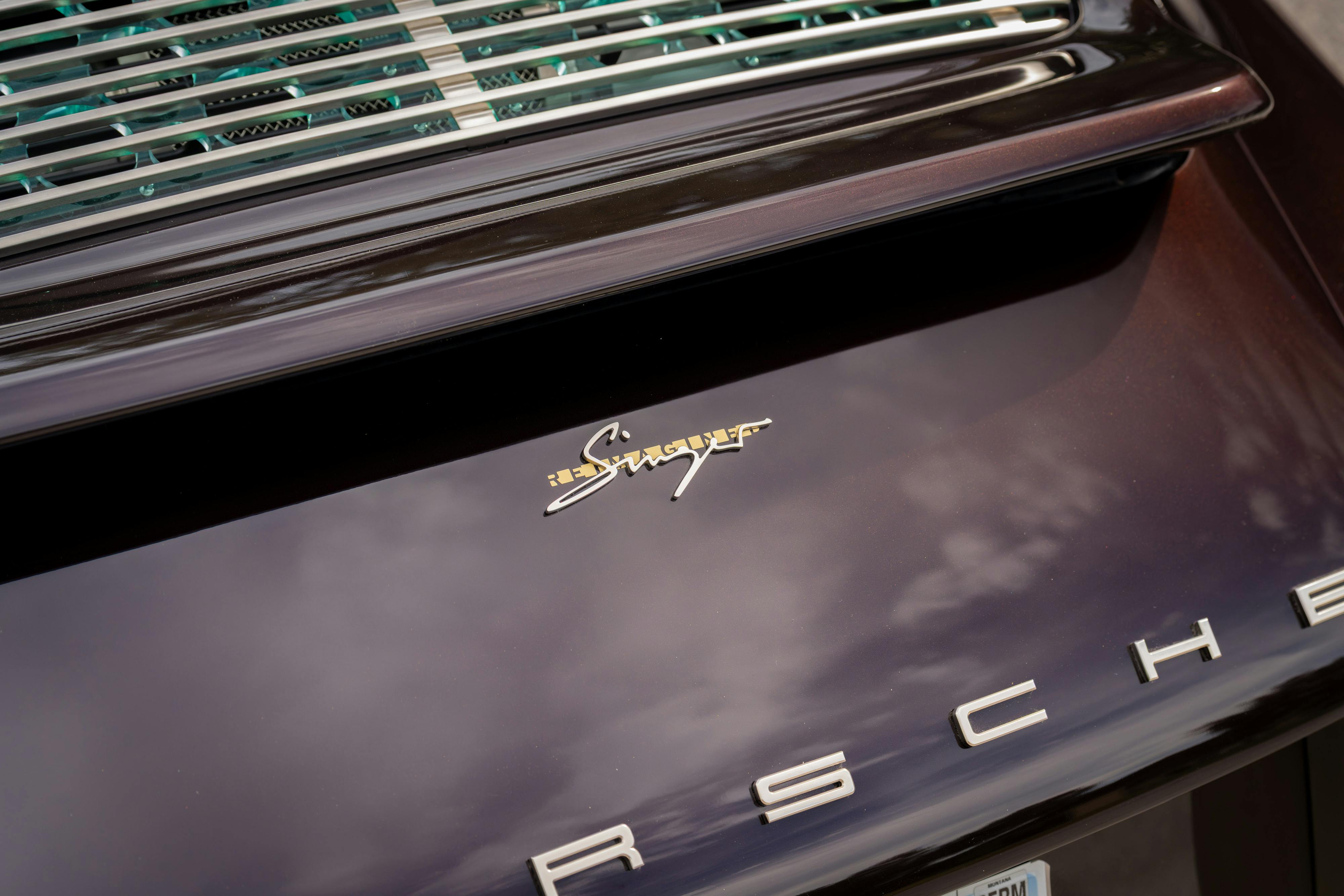 1990 Singer Porsche 911 Carrera 2 "Austin" commission in Aubergine Metallic shot in Austin, TX for a Bring a Trailer auction.