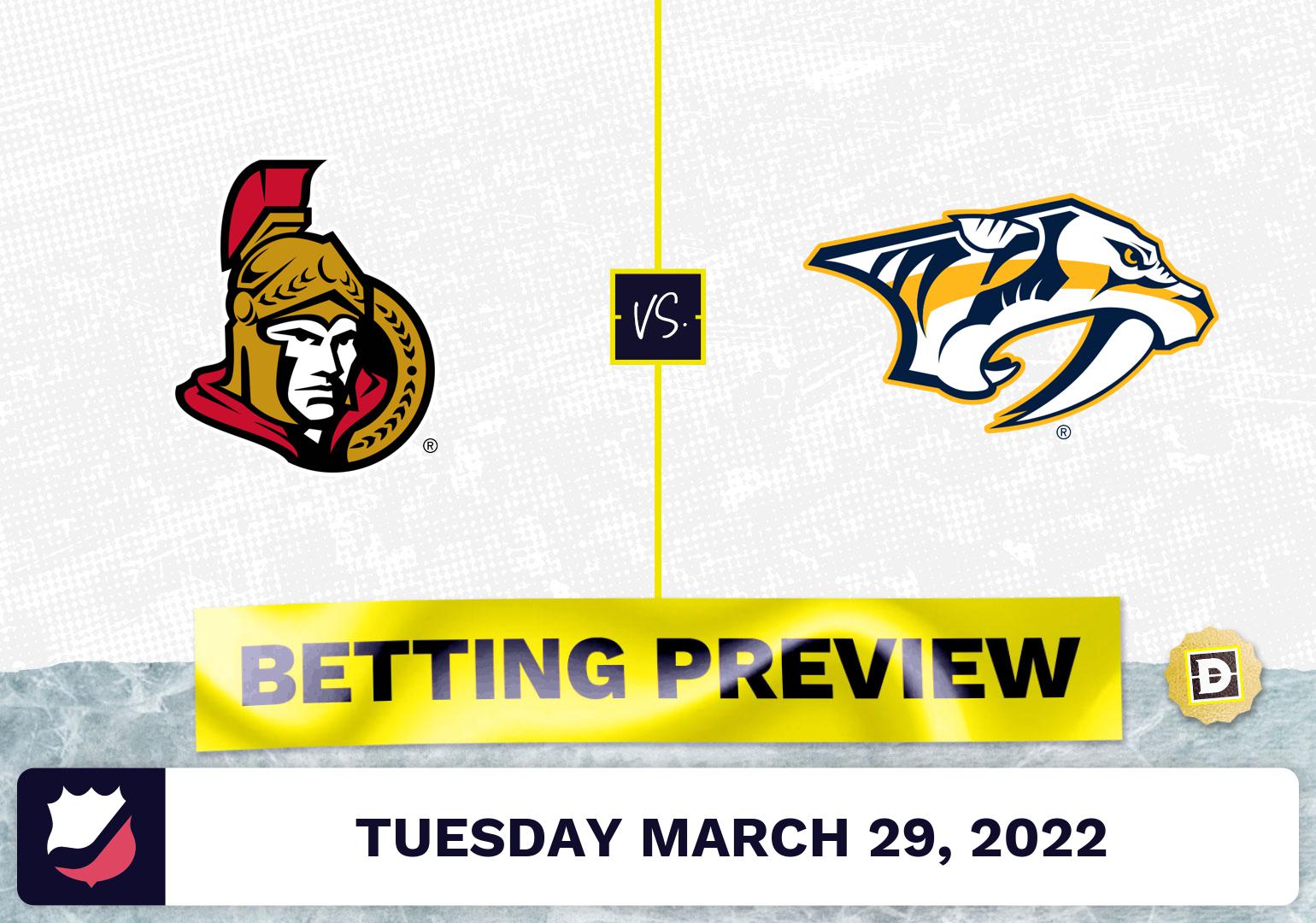 Senators vs. Predators Predictions and Odds - Mar 29, 2022