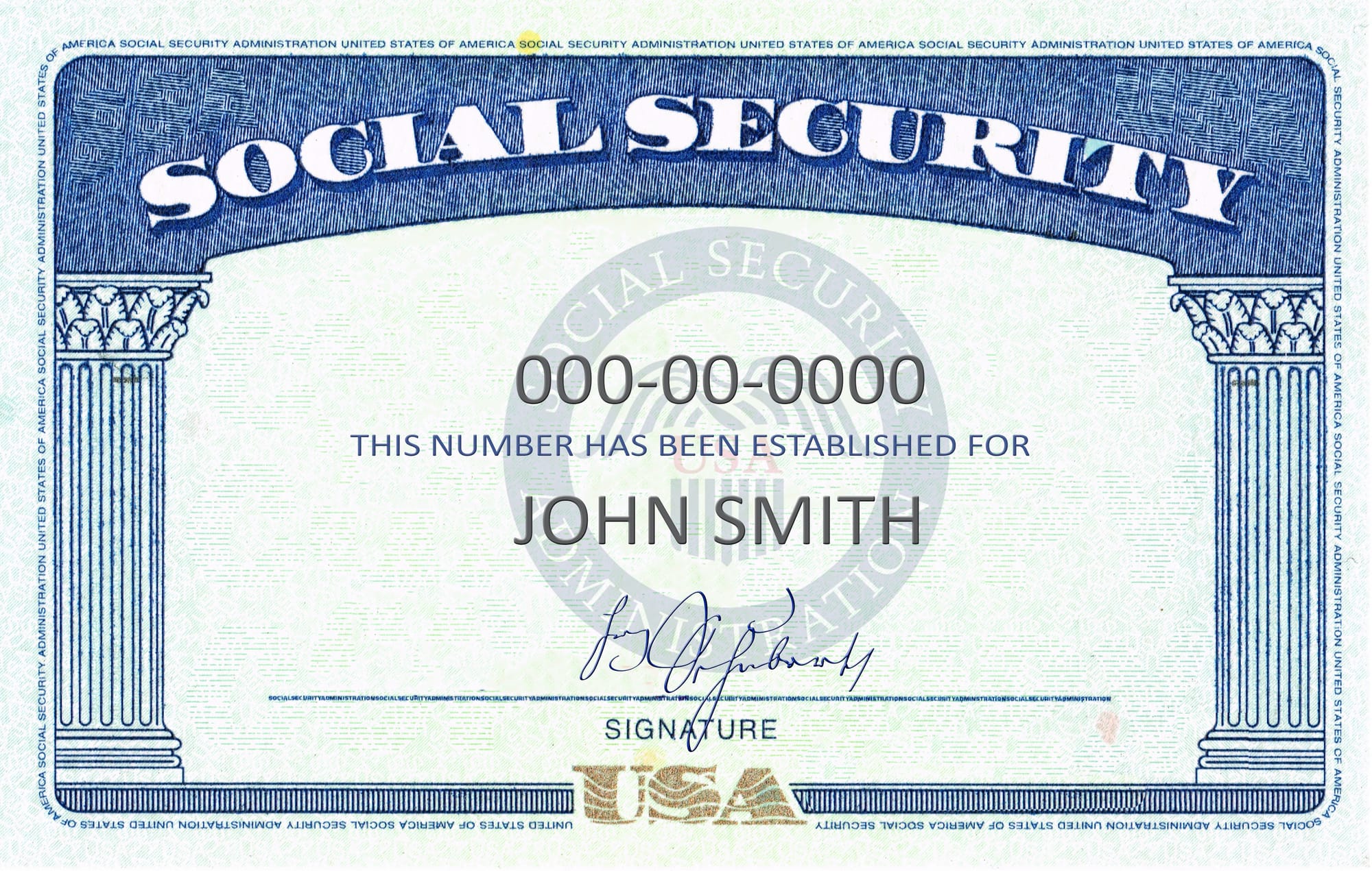 Example of a Social Security card