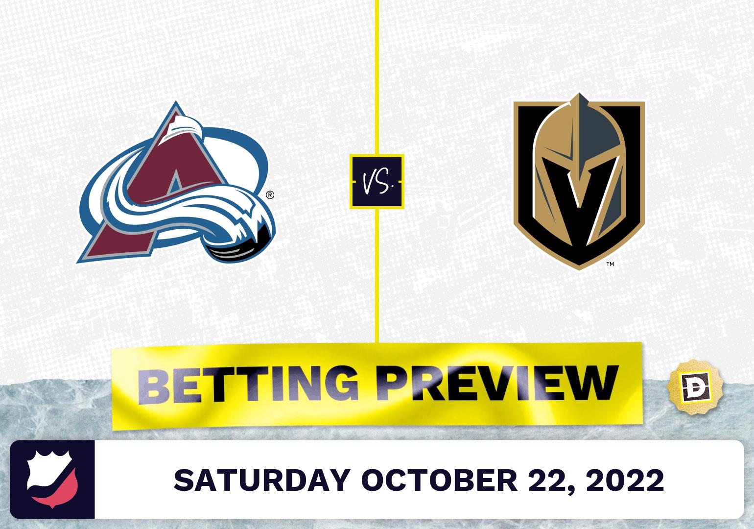 Avalanche vs. Golden Knights Prediction and Odds - Oct 22, 2022