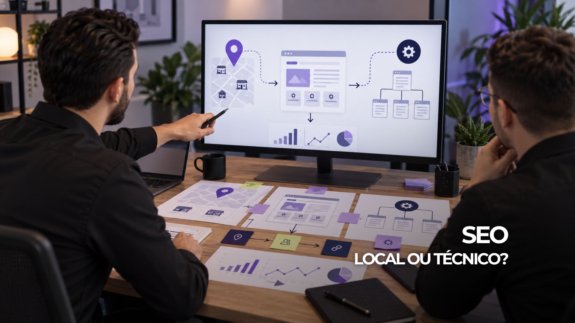 Planejamento de SEO combina presença local, estrutura técnica do site e análise de dados.
