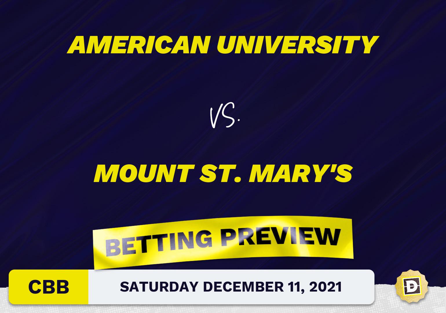 American University vs. Mount St. Mary's CBB Predictions and Odds - Dec 11, 2021