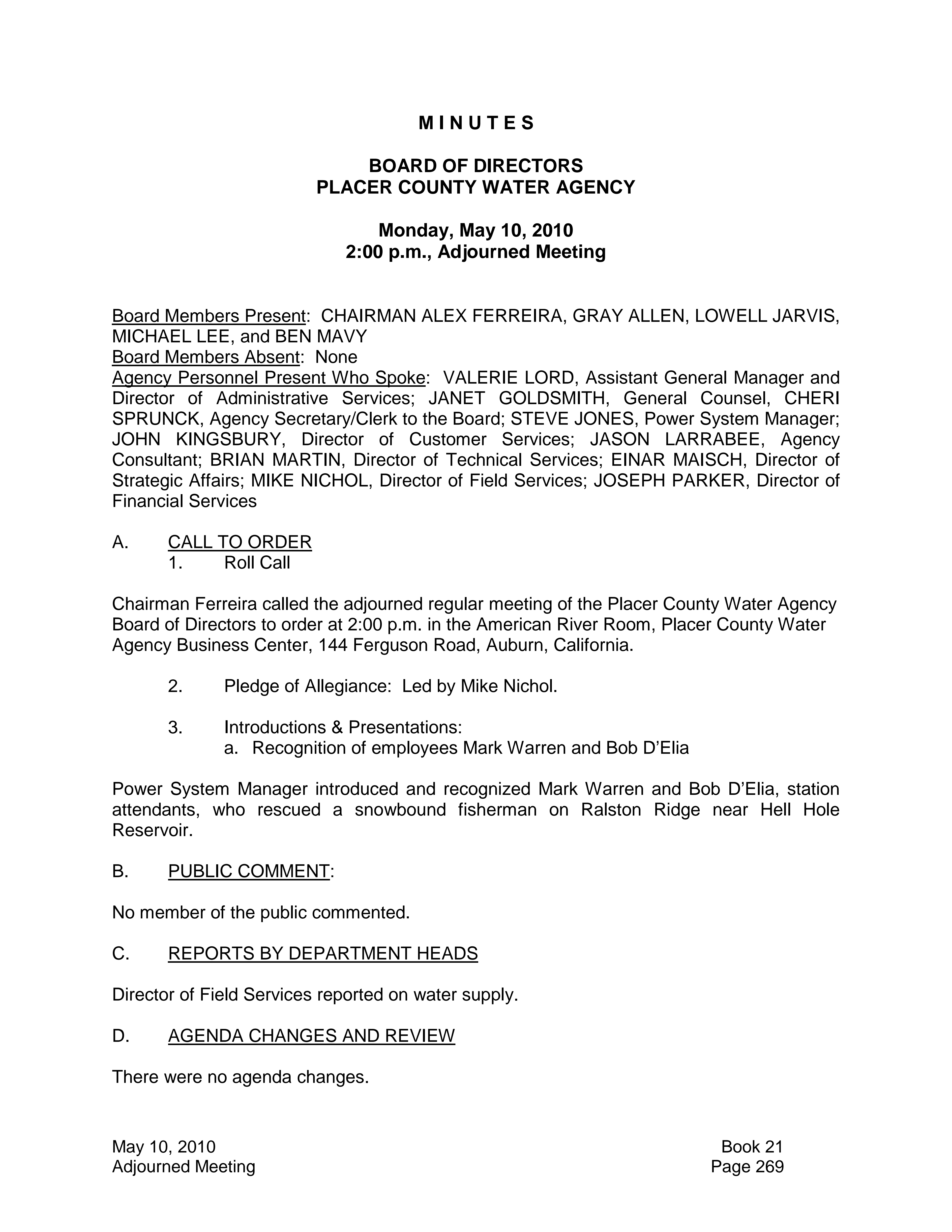 Board Minutes 05102010