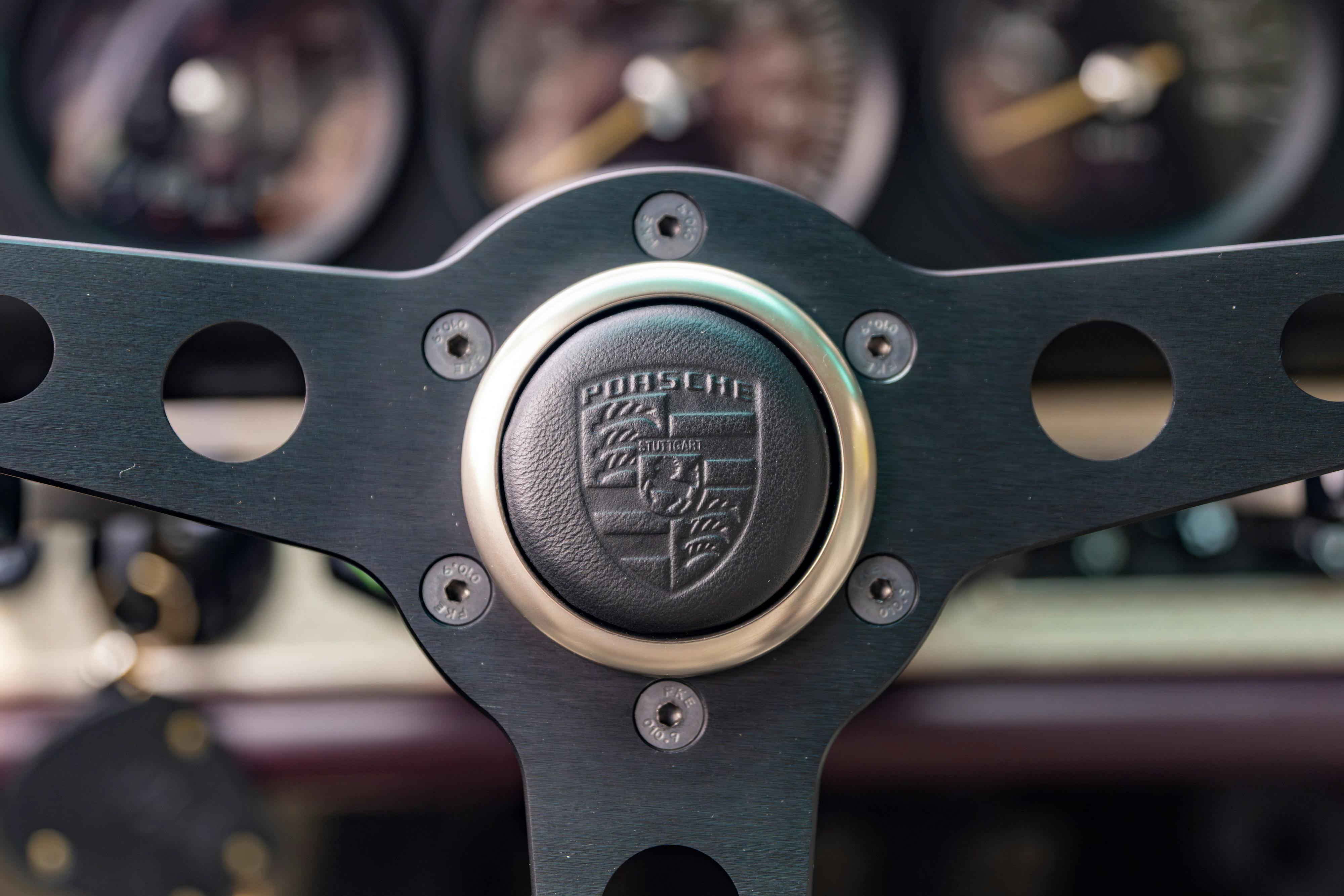 1990 Singer Porsche 911 Carrera 2 "Austin" commission in Aubergine Metallic shot in Austin, TX for a Bring a Trailer auction.