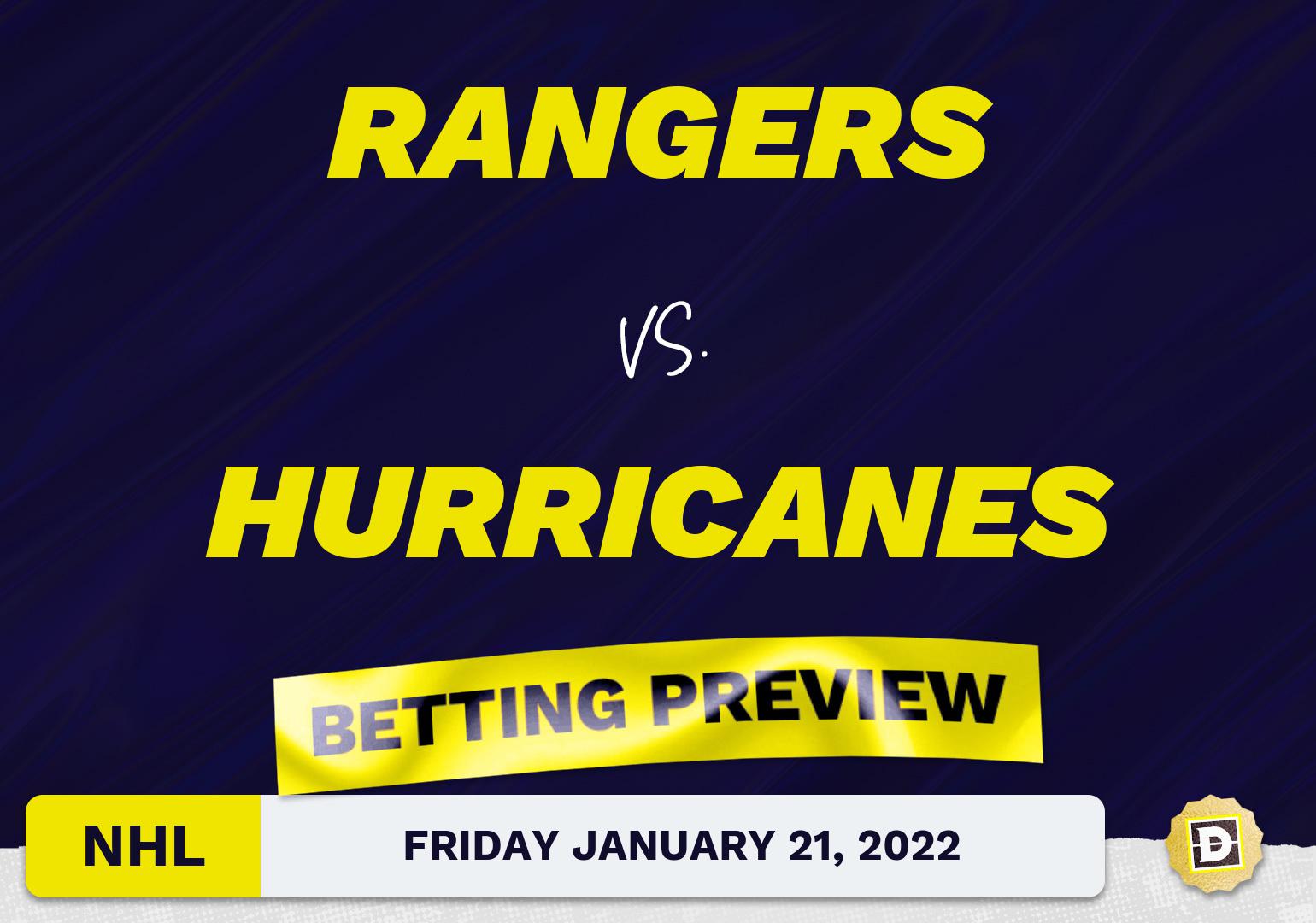 Rangers vs. Hurricanes Predictions and Odds - Jan 21, 2022