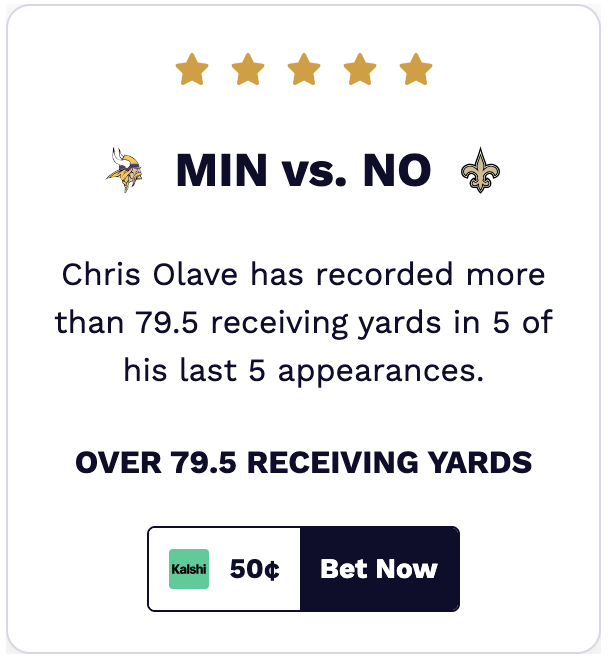 Chrs Olave player prop projections.