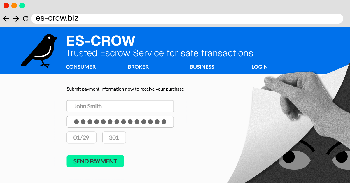 Fake escrow payment website used in a Reddit marketplace scam