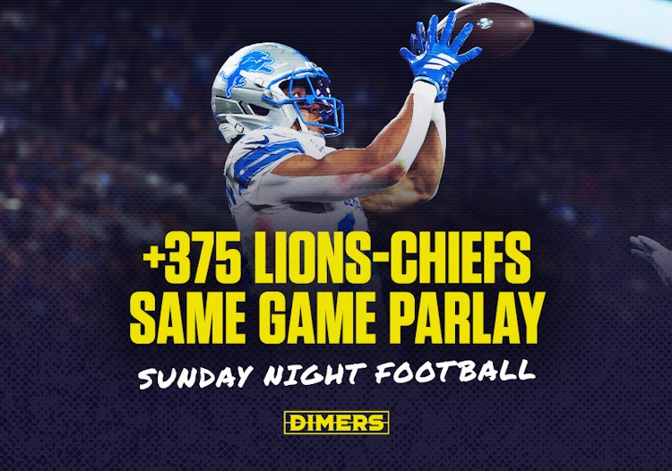 NFL Parlay bet for Sunday Night Football featuring the Lions and Chiefs.