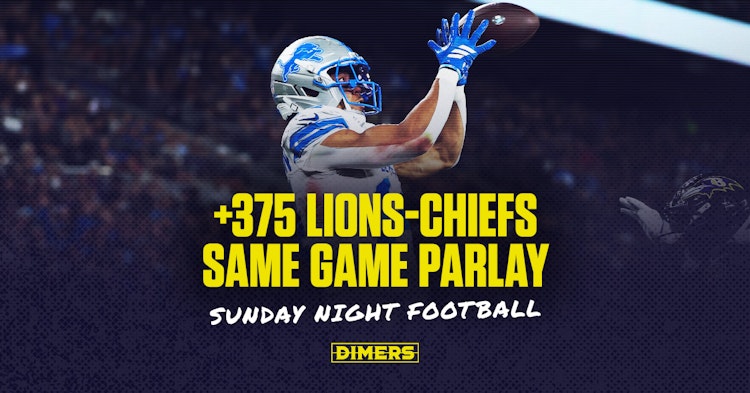 NFL Parlay bet for Sunday Night Football featuring the Lions and Chiefs.
