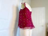 Wine Tulle Babydoll XL Lingerie Top with Pearls