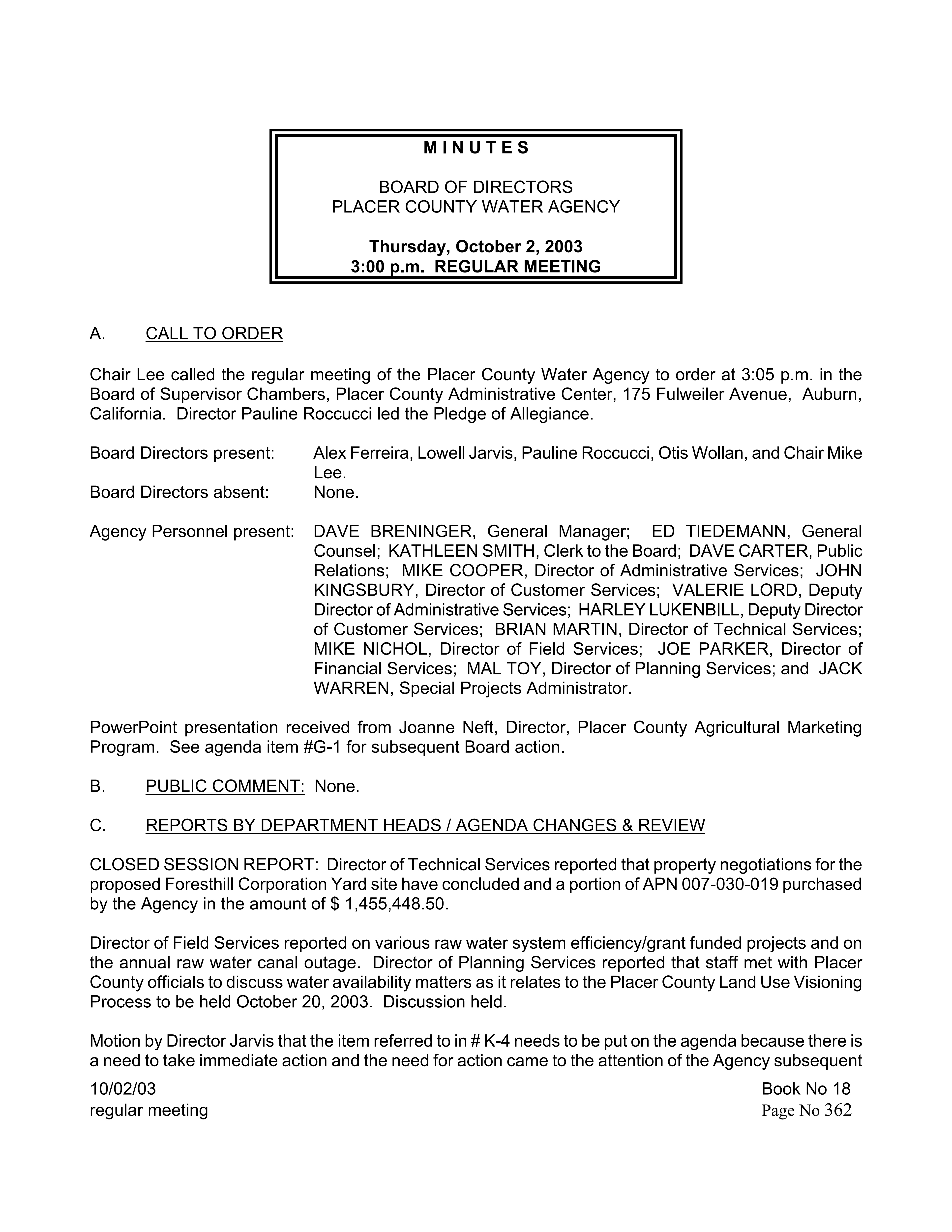 Board Minutes document image for 10-02-2003 - page 1/1