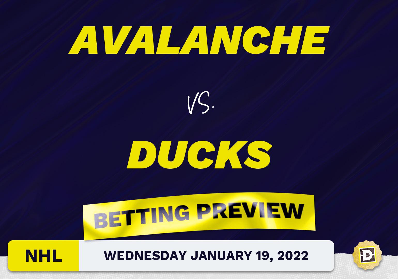 Avalanche vs. Ducks Predictions and Odds - Jan 19, 2022