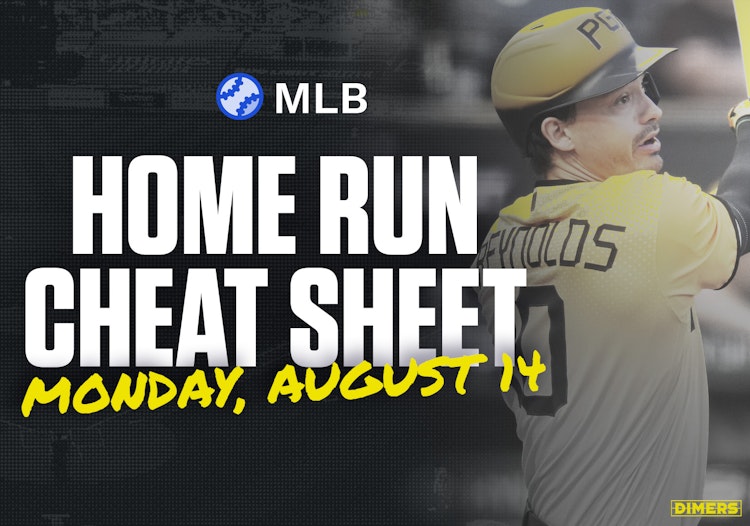 Home Run Cheat Sheet - HR Data, Stats, Matchups and More - Monday, August 14