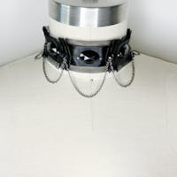 Black Ribbon choker with rhinestones and layered chains one of a kind handmade choker for Halloween Wedding and whimsigoth jewelry gifts for her.