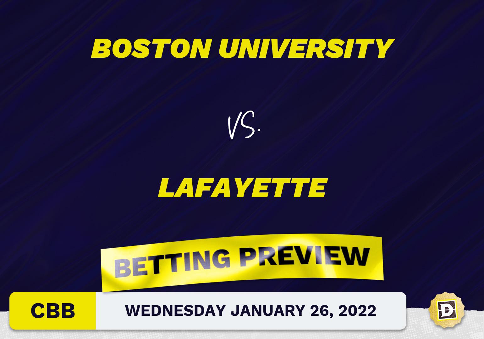 Boston University vs. Lafayette CBB Predictions and Odds - Jan 26, 2022