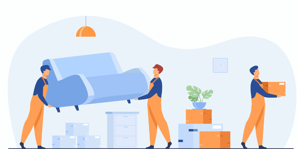 Flat illustration of people moving house