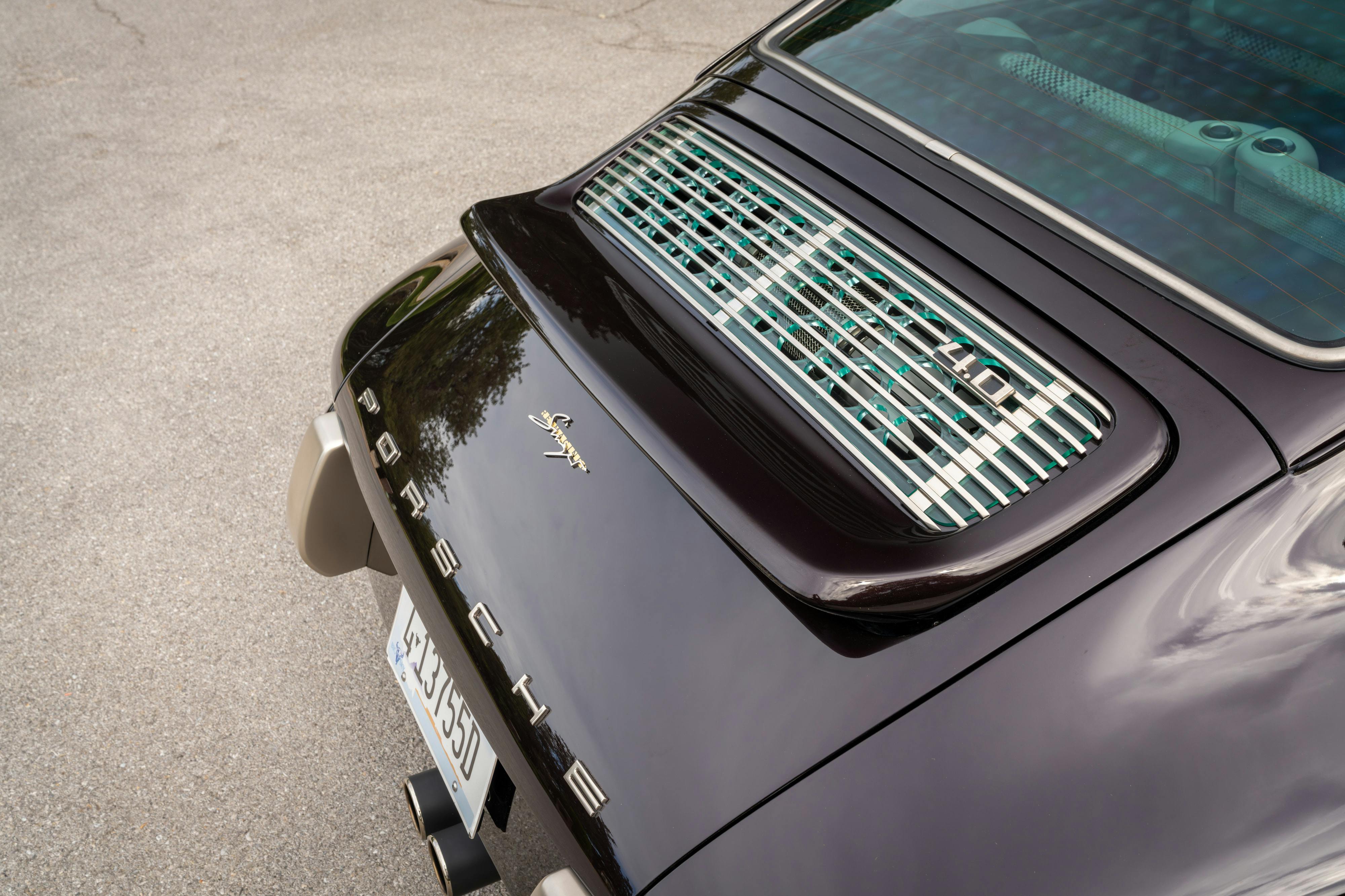 1990 Singer Porsche 911 Carrera 2 "Austin" commission in Aubergine Metallic shot in Austin, TX for a Bring a Trailer auction.