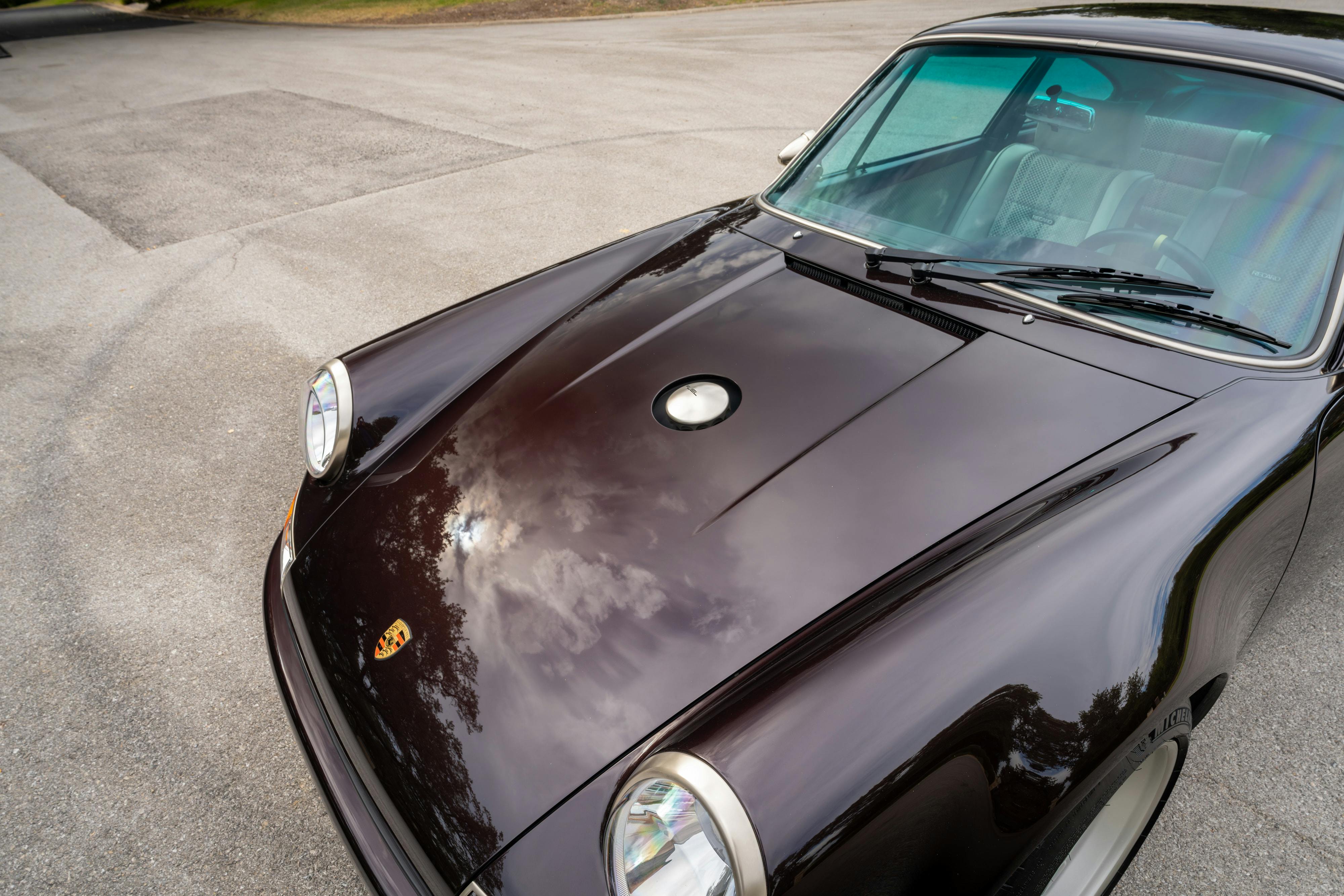 1990 Singer Porsche 911 Carrera 2 "Austin" commission in Aubergine Metallic shot in Austin, TX for a Bring a Trailer auction.