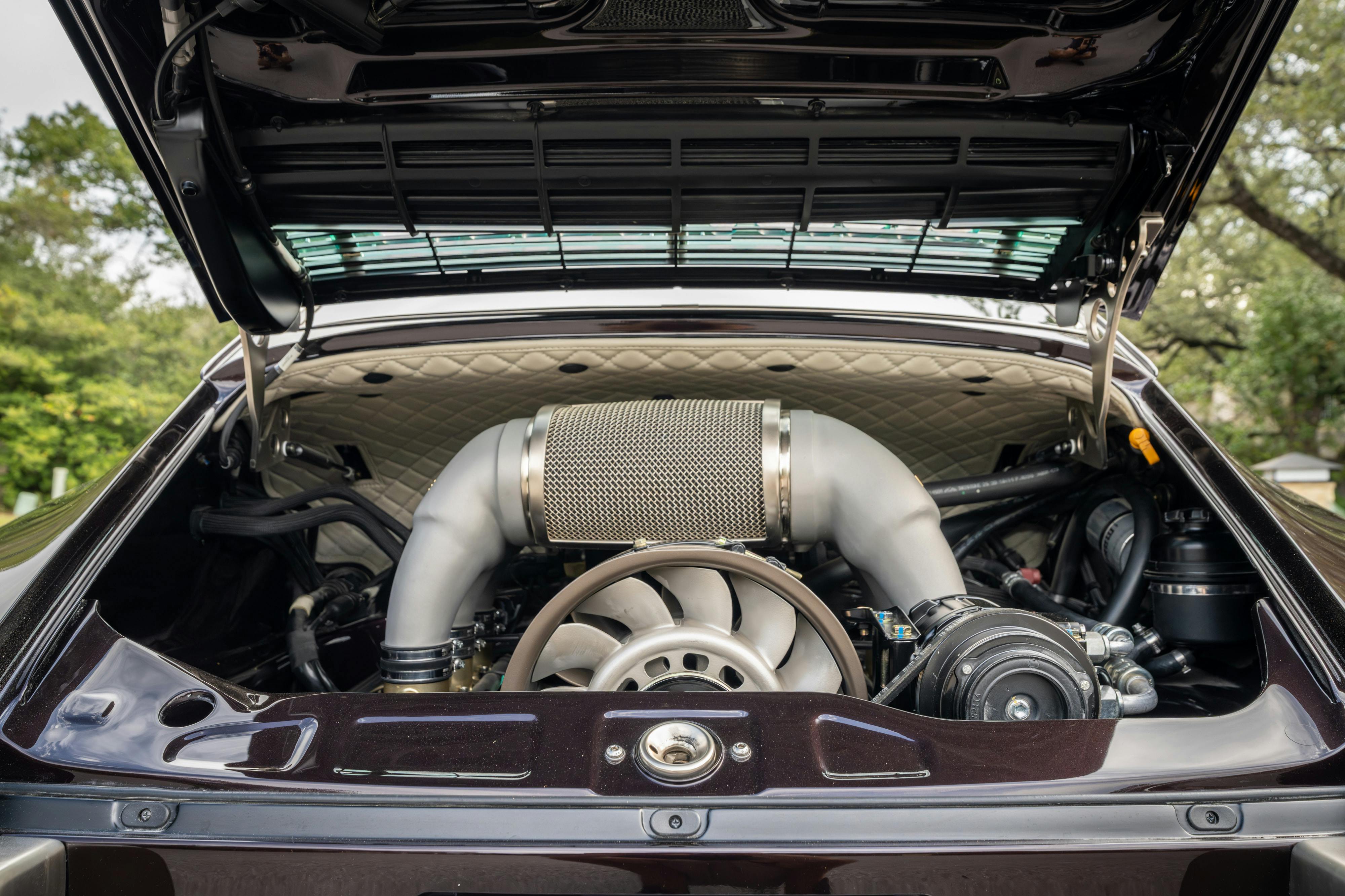 1990 Singer Porsche 911 Carrera 2 "Austin" commission in Aubergine Metallic shot in Austin, TX for a Bring a Trailer auction.