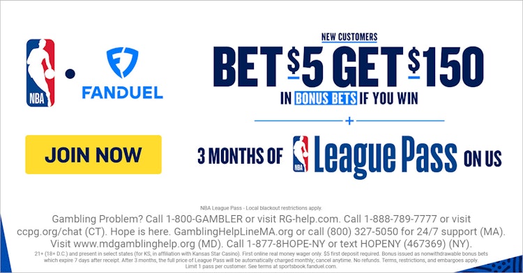 FanDuel Promo Code Unlocks Free NBA League Pass and $150 Bonus Bet.